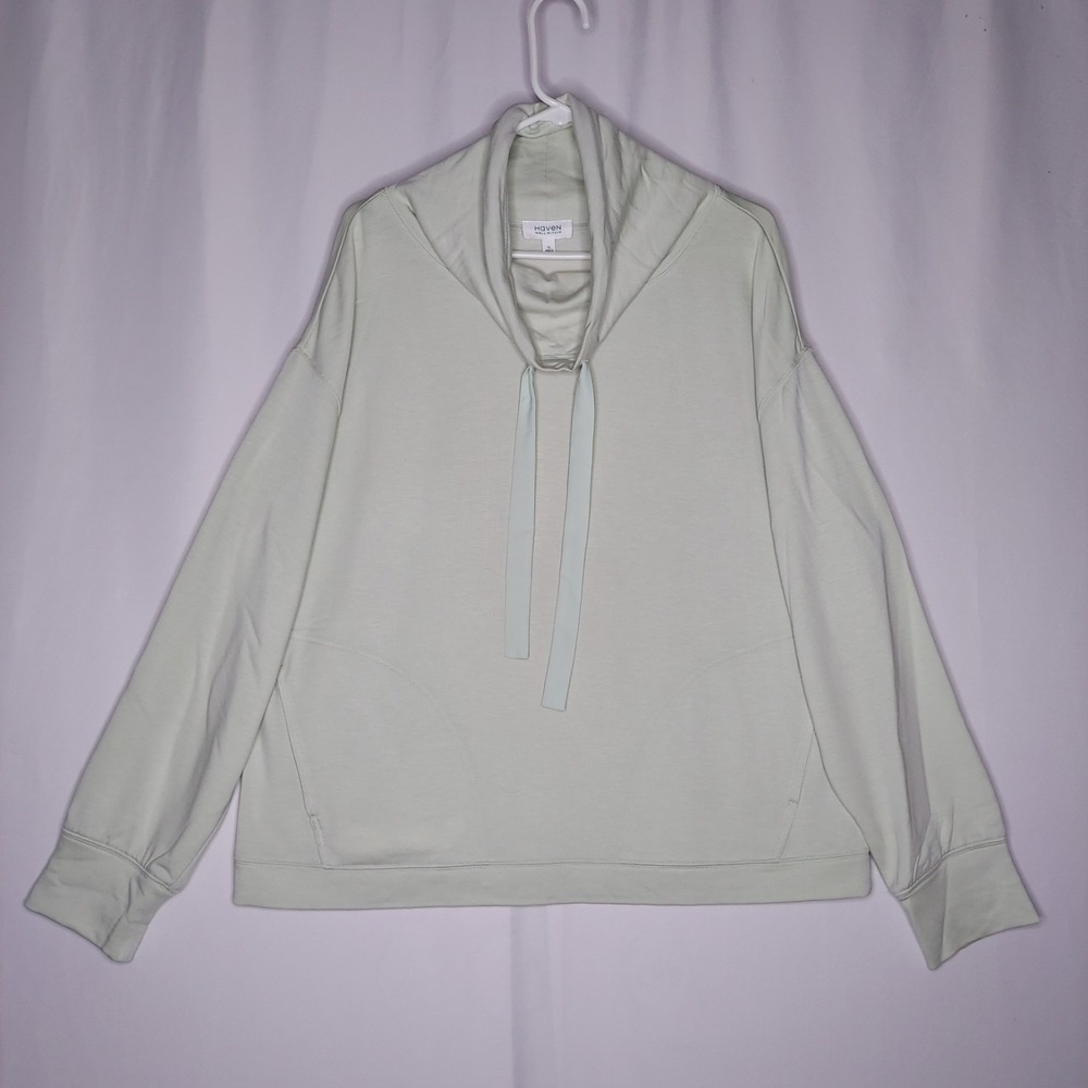Haven Well Within Sweatshirt Women XL Pastel Green Drawstring Funnel Pocket